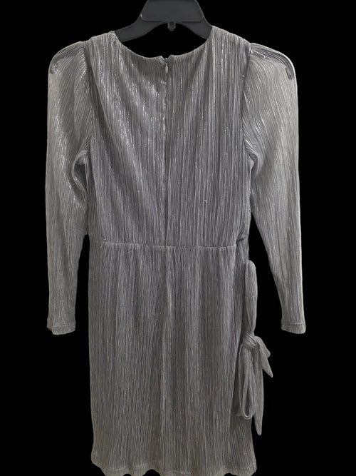 DKNY  Metallic Silver Pleated Cocktail Dress